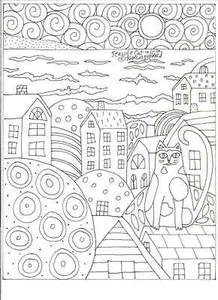 Rug Hooking Craft Paper Pattern SEASIDE CAT Folk Art PRIMITIVE Karla Gerard - Picture 1 of 2