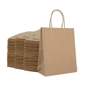DURO 60# 8x4.5x10.25 Brown Paper Bags for Small Business, Small Kraft Bags wi... - Picture 1 of 9
