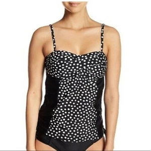 New $94 Cyn & Luca Tankini Top M Black White Tanga Polka Dot Medium Convertible - Picture 1 of 9