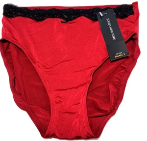 Jones New York Red Hi-Cut Panties 1 Pair Polyester Black Lace Size 5 S Small New - Picture 1 of 5