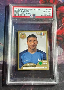 2018 Panini World Cup Stickers GOLD #209 Kylian Mbappe PSA 10 PSG - Picture 1 of 2