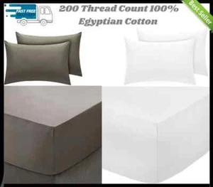 Fitted Sheet 100% Egyptian Cotton 200 Thread Count 30 CM/12 Inch - Picture 1 of 10