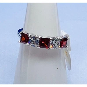 Ring Bomb Party Ring, NWOT, Size 7, red gemstones, silver color band - Picture 1 of 4