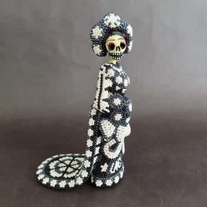 CATRINA BRIDE Huichol Beaded Figure Day of the Dead Handmade Mexican Folk Art - Picture 1 of 21