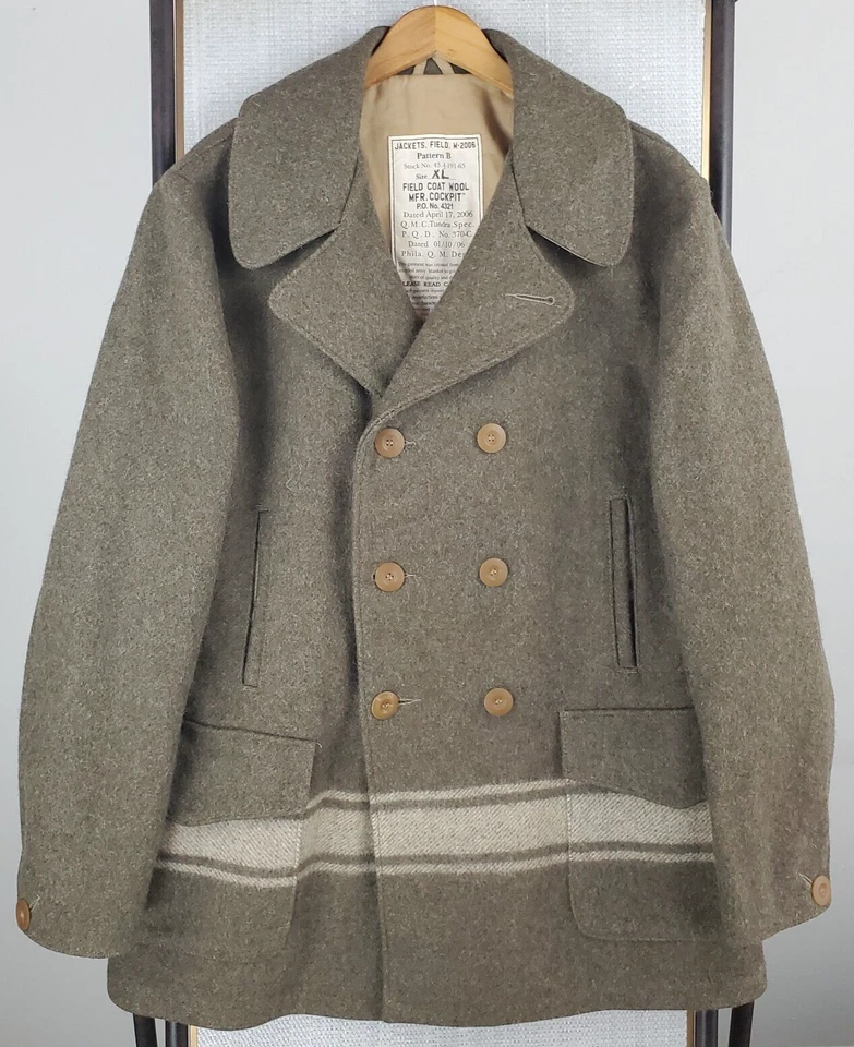COCKPIT USA Size XL Mens 100% Wool Army Blanket Made Field Jacket Coat 2006 - Image 1 of 4