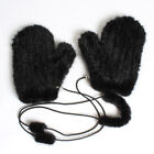 Unisex Real Mink Fur Gloves Knitted Warm Wrist Stretch Mittens Sleeves W String