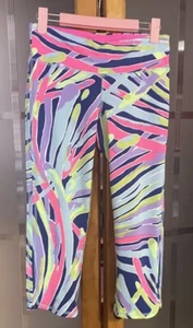 Lilly Pulitzer Capri Blue Leggings Exercise Yoga Luxletic Pants Women's Small - Imagen 1 de 3