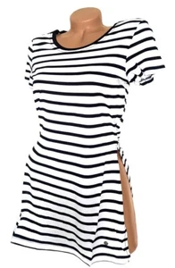 AJC Damen Shirt Longshirt Schlitz Streifen schwarz weiß 36 38 NEU Y25 %SALE% - Bild 1 von 2