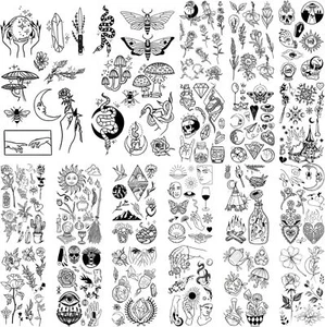 Tiny Temporary Tattoo Hands Face Stickers for Arm Neck Shoulder Hands Clavicle - Picture 1 of 7