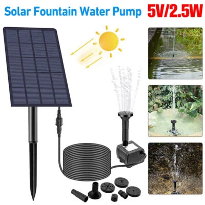SolarPumpe Brunnen 2.5W Springbrunnen Pumpenset Akku Garten Teichpumpe 200L/H - Bild 1 von 4