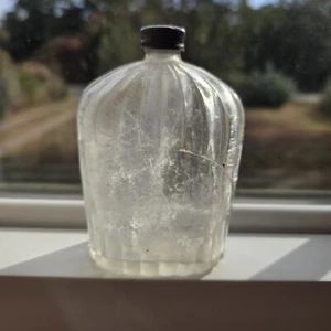 Antique Smelling Salts? Small Glass Bottle Ribbed Tiny Cap - Picture 1 of 10