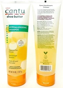 2 Count Cantu Shea Butter Sensitive Hypoallergenic Fragrance Free Shampoo 8 Oz - Picture 1 of 1