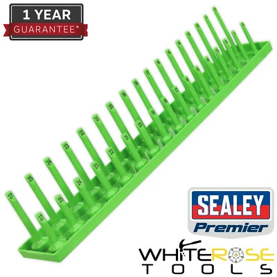 Sealey Socket Holder Rail High Visibility Green 1/2" Sq Drive 10-27mm Premier - Image 1 of 3