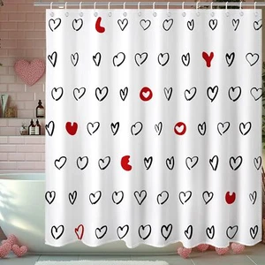 Valentines Shower Curtain for Bathroom Abstract Love Heart Pattern Valentine ... - Picture 1 of 7