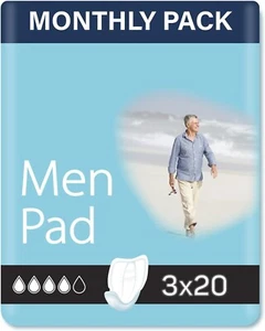 60 x Incontinence Pads Men with Adhesive Strip | Mens Incontinence Pads | - Picture 1 of 8