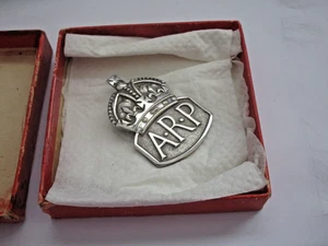 Original Solid Silver WW2 ARP Badge In Box Of Issue - Picture 1 of 4