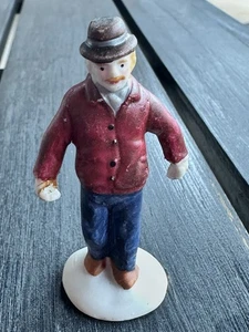 Lemax Dickensvale Christmas Village Man In Hat Porcelain 2 3/4" H - Picture 1 of 8