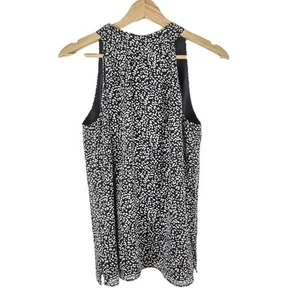 Talbots Halter Top Womens Size 4 Black White Tie Neck Sleeveless Office Chiffon - Picture 1 of 11