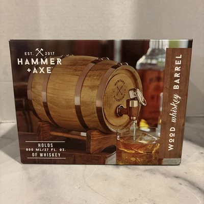 Hammer & Axe Wood Whiskey Barrel 1 litter - 800 ml - 27 FL OZ  - NEW in Box - Image 1 of 4