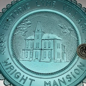 Bellevue OH Lyme Village Museum Ohio Wright Mansion Pairpoint Glass Cup Plate - Picture 1 of 9