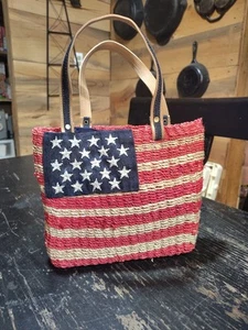 American Smith Patriotic American Woven Straw bag USA Flag purse - Picture 1 of 5