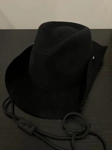 Borsalino Australia Marengo Brushed Felt Hat With Chinstrap Black - Picture 1 of 6