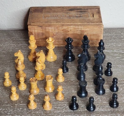 Винтажный Parker Brothers #670 самшит шахматы комплект с оригинальной деревянной коробкой - читать - Изображение 1 из 4