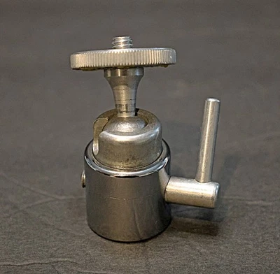 Vintage All-Metal Mini Tripod Ball Head – Unmarked – 2¼" Tall, 1" Base Diameter - Image 1 of 4