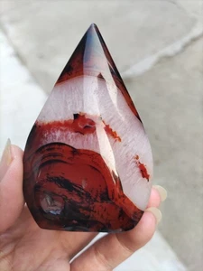 Torre de ágata a rayas Sardonyx rojo natural 138 g cristal mineral columna reparación C003 - Imagen 1 de 12
