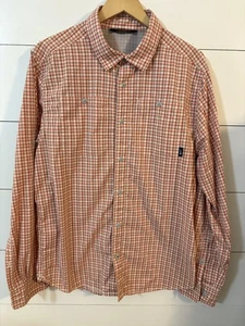 North Face Hemd Herren Large orange kariert belüftet Wandern Knopfleiste Outdoor Nylon - Bild 1 von 10