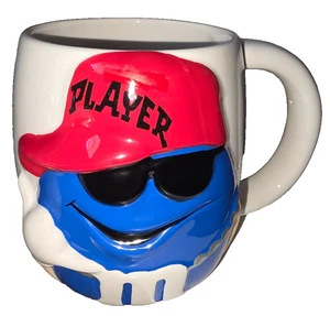 M&M's M&M Baseball Player Coffee Mug Candy Red Blue 3-D Cup Vintage - Picture 1 of 3