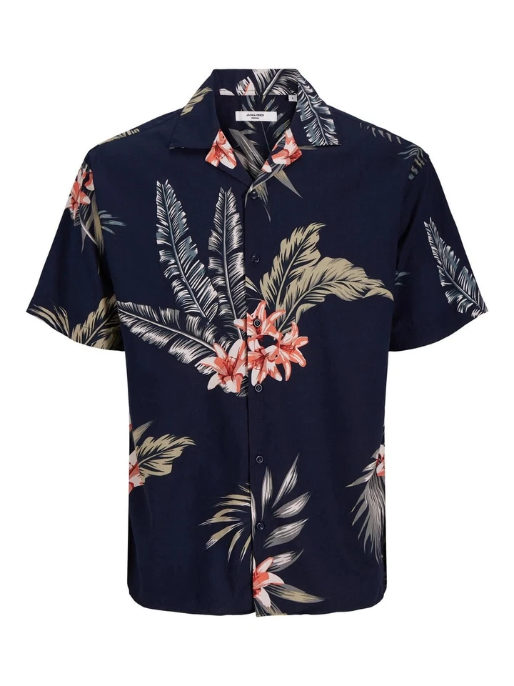 Camisa De Manga Corta Floral Para Hombre Jack & Jones Big & Tall Fit, 2 Colores - Imagen 1 de 1