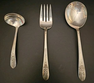 Vtg Wm Rodgers Extra Plate 3pc Serving Set Silver Plate Triumph - Picture 1 of 7