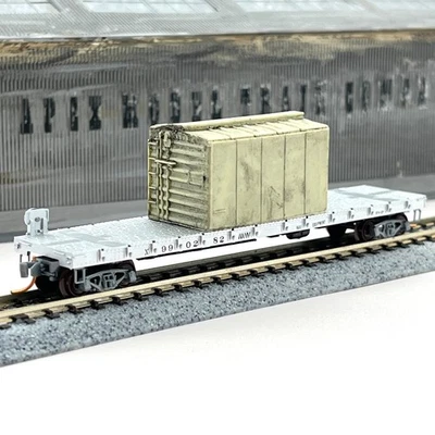 Micro-Trains Escala N Mantenimiento de Camino MOW Coche Plano con Carga Cobertizo Boxcar Foto 1 de 4