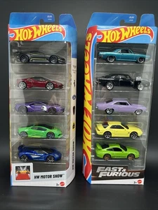 2025 New Hot Wheels 5 Pack Lot Motor Show Ferrari & Fast And Furious Porsche 🔥 - Picture 1 of 3