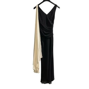 Nicole Miller Y2K Dress 2 Black Silk Ruched Layered Midi Fairy Whimsigoth Event - Picture 1 of 11