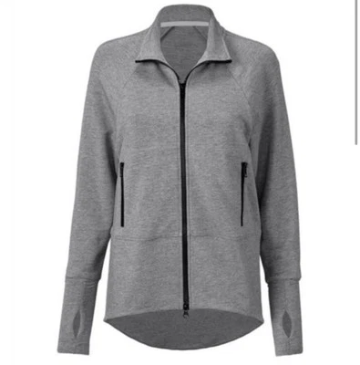 Chaqueta Pivotante CAbi #3732 Abrigo con Cremallera Gris Bolsillos Cuello Simulado Atletismo Tejido Talla M Foto 1 de 4