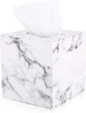 GORESE Marble Tissue Box Holder - Leather Cube Square Tissue Box Cover Office
