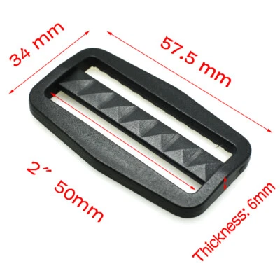 5pcs 2" Plastic Tri-Glide Slider Adjustable Buckle Black - Image 1 of 4