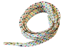 1x PAIR FLAT RAINBOW POLKA DOTS SPOTTED PRINT SHOE SNEAKER TRAINER LACES 115cm - Picture 1 of 4
