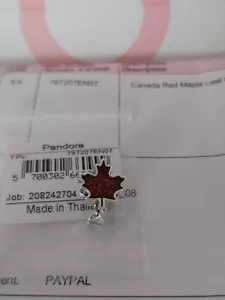MAGASIN CDN PANDORA AUTHENTIQUE ARGENT STERLING EXCLUSIVE FEUILLE D'ÉRABLE ROUGE 797207EN07 - Photo 1 sur 19