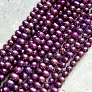 7mm Purple, Magenta Genuine Freshwater round potato Pearl Beads 60 beads - Bild 1 von 4