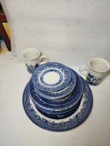 Churchill Blue Willow Plates Bowls Saucers Mugs Mixed 11 Dishes Bowl Floral - Picture 1 of 19