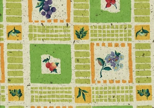 3 Yds Portfolio Fabrics Tereza Green Gold Red Linen Look Drapery Upholstery - Picture 1 of 2