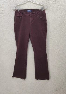 Pantalones para mujer Old Navy 10 regulares borgoña mezcla de algodón tiro medio pantalones curvilíneos Foto 1 de 4