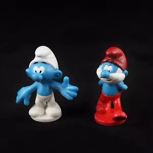 LOS PITUFOS 2 Figuras PVC de la Marca Peyo Tontin y Papa Pitufo VINTAGE - Imagen 1 de 4