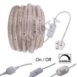 LED Strip Lights 220V 240V Waterproof 3014 Rope Garden Decking Kitchen+UK Plug - Picture 1 of 15
