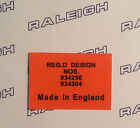 RALEIGH CHOPPER MKI, REGISTERED DESIGN & MADE IN ENGLAND DECAL, BLACK ON CLEAR