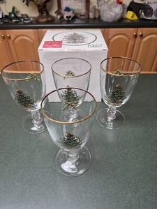 Set di quattro bicchieri da vino vintage Spode ALBERO DI NATALE multiuso in scatola originale - Foto 1 di 4