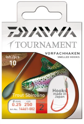 DAIWA Tournament Sbirolinohaken, Vorfachhaken, gebundene Haken, Angelhaken, Top